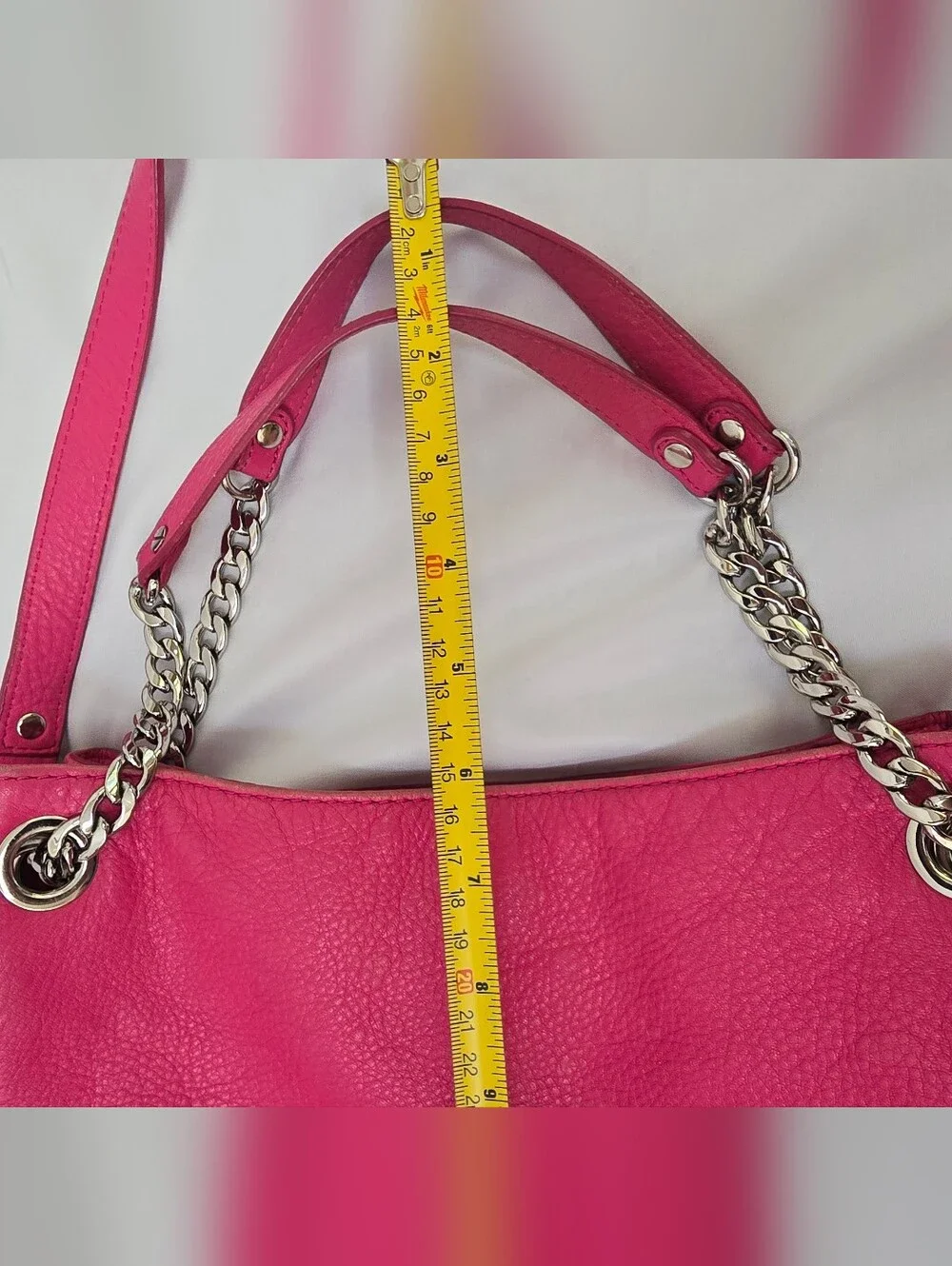 Michael Kors Jet Set Hot Pink Leather Chain Tote